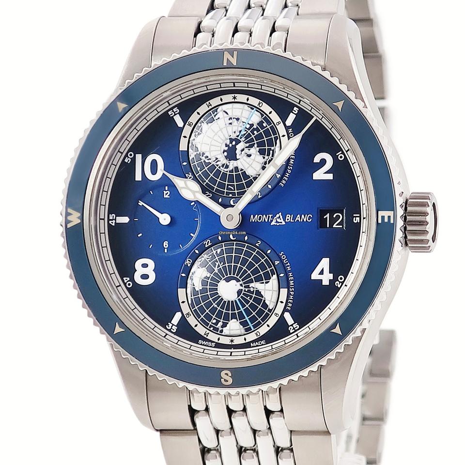 Montblanc Watches MB125567 1858 Geosphere Blue Date World Time Second Time Zone Display Day & Night