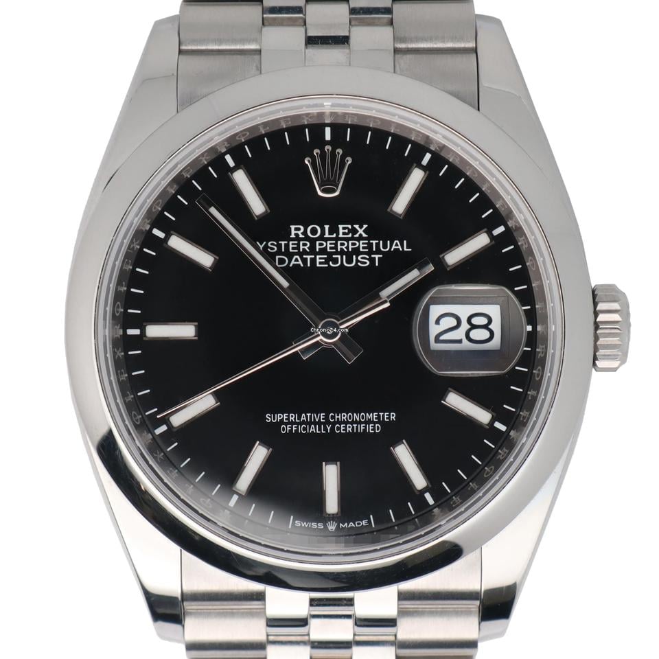 Rolex Datejust 36mm Jubilee Steel Black Dial Mens Automatic Watch 126200