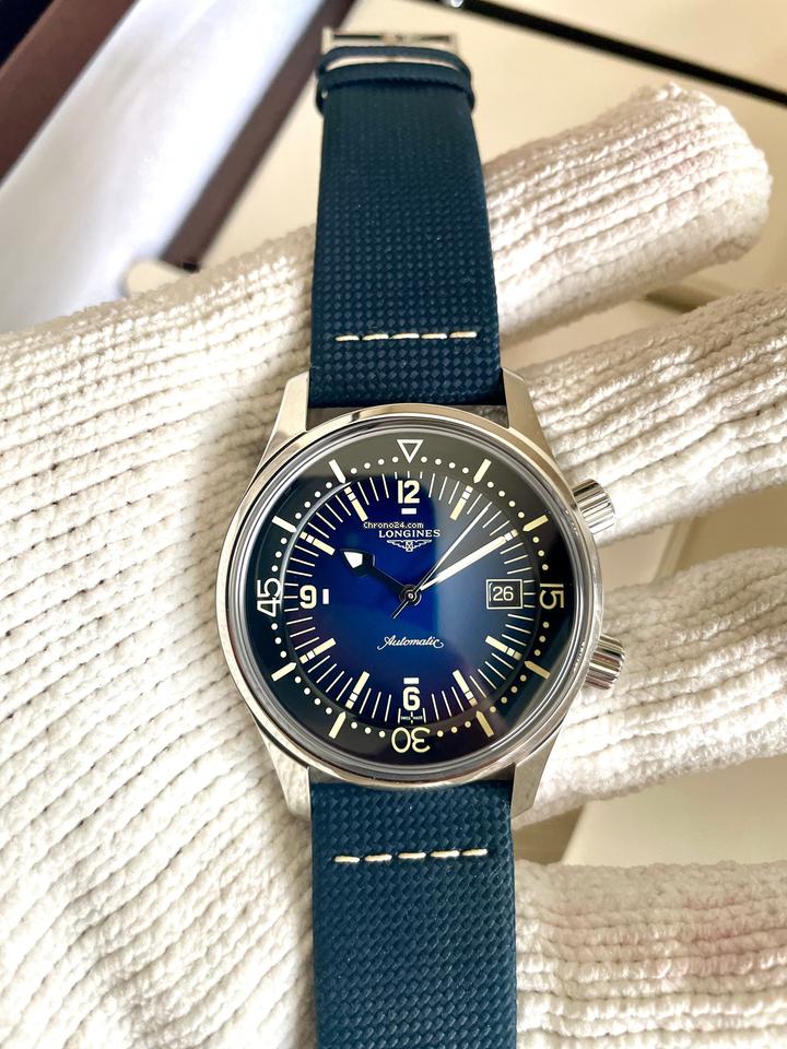 Longines Longines Legend Diver Blue Dial Leather Watch 42mm