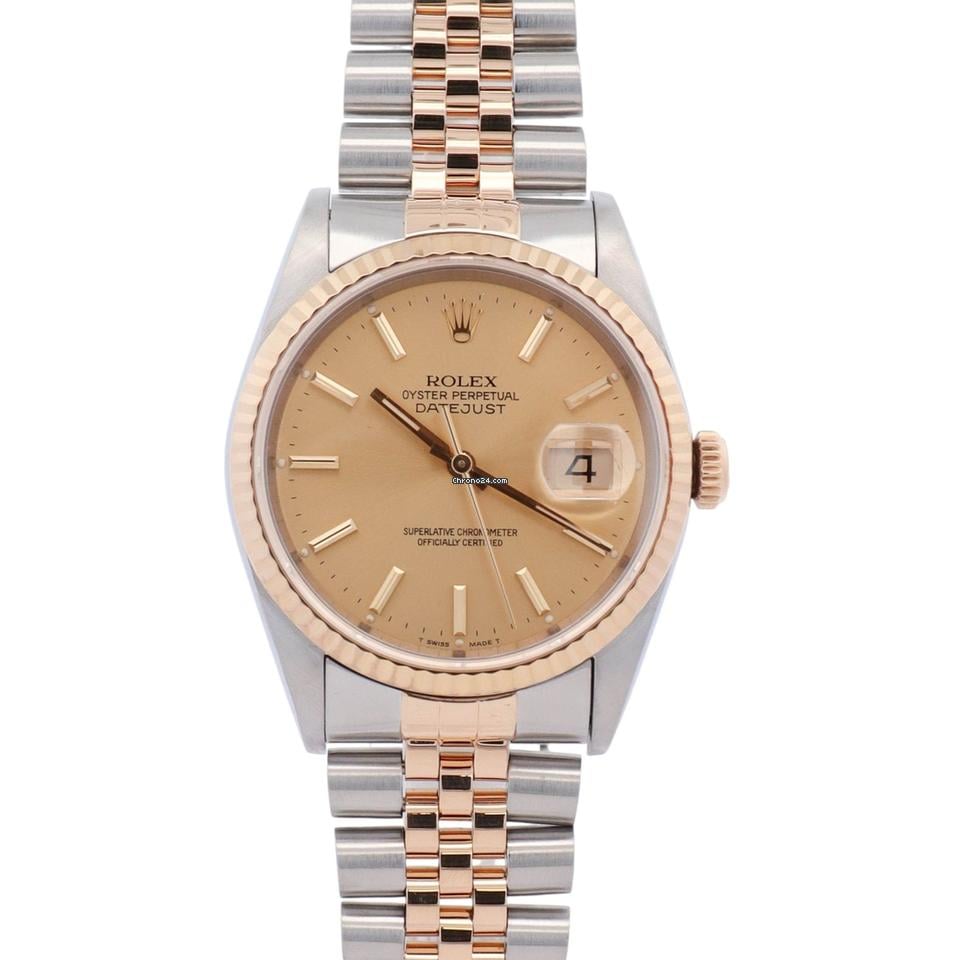 Rolex Datejust 36mm Champagne Dial Watch Ref# 16233
