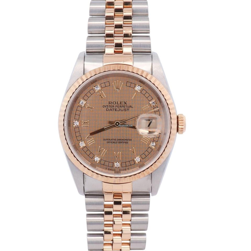 Rolex Datejust 36mm Houndstooth Dial Watch Ref# 16233