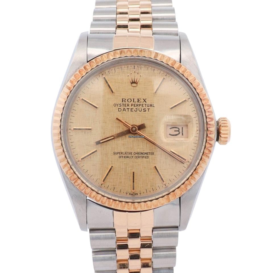 Rolex Datejust 36mm Champagne Linen Dial Watch Ref# 16013