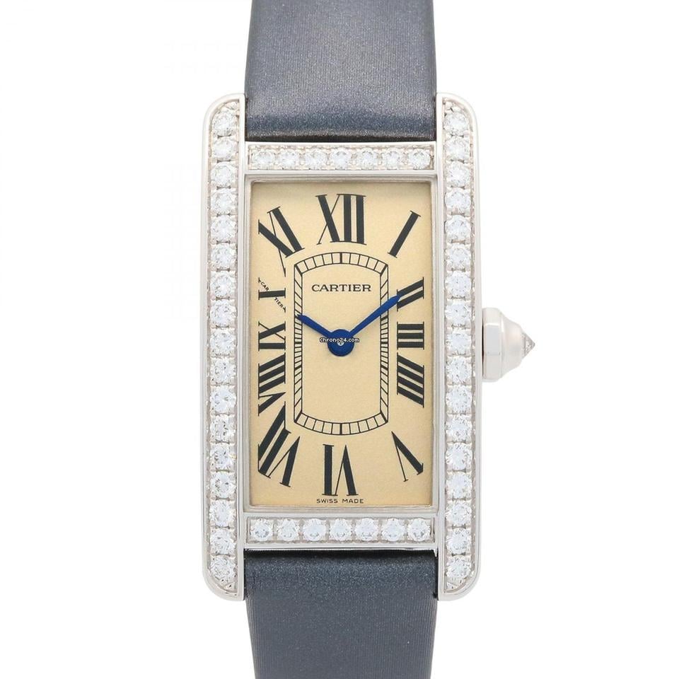 Cartier Tank American SM Diamond Wrist Watch WB707331 Quartz 18KWG Used Women