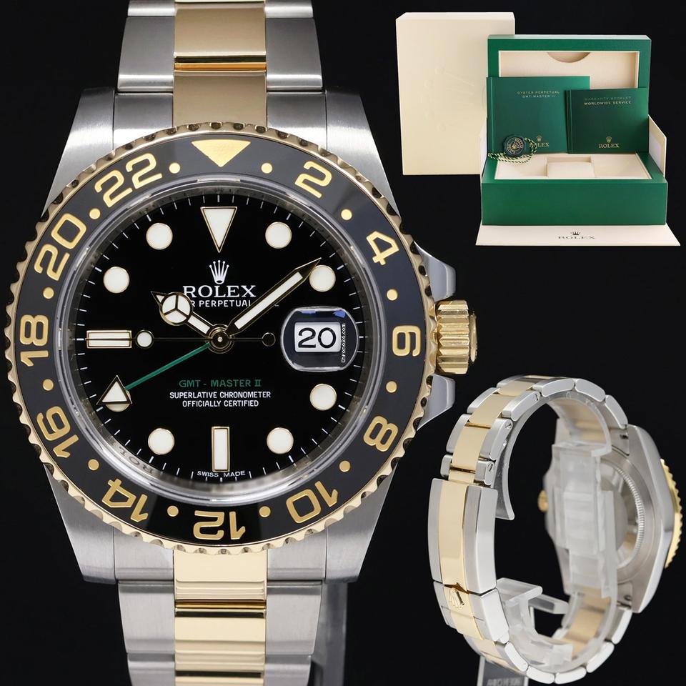 Rolex MINT Rolex GMT-Master 2 Ceramic 116713 Black Two Tone Yellow Gold Steel Gold Watch