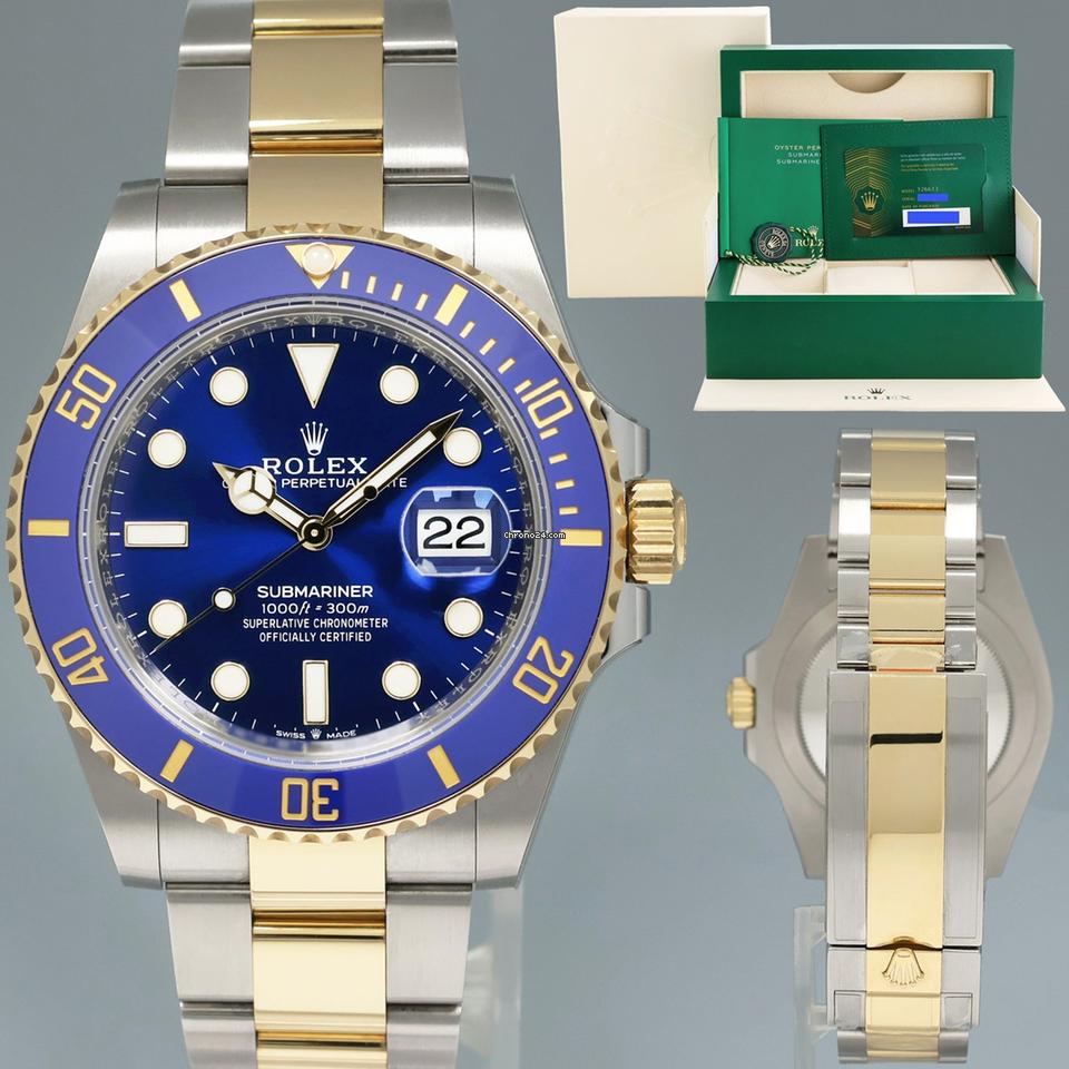 Rolex 2024 NEW PAPERS Rolex Submariner 41mm Blue 126613LB Two Tone Yellow Gold Watch